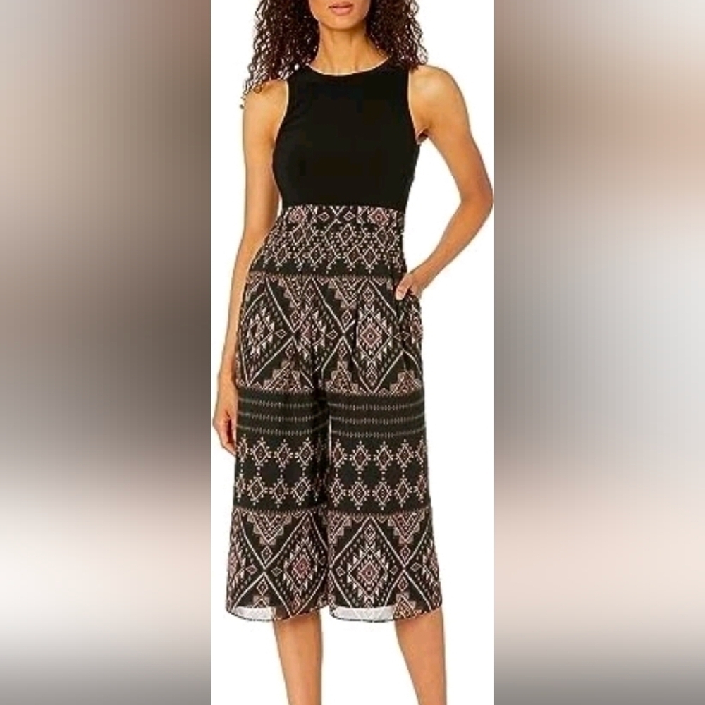 Vince Camuto Black and White Geometric Jumpsuit